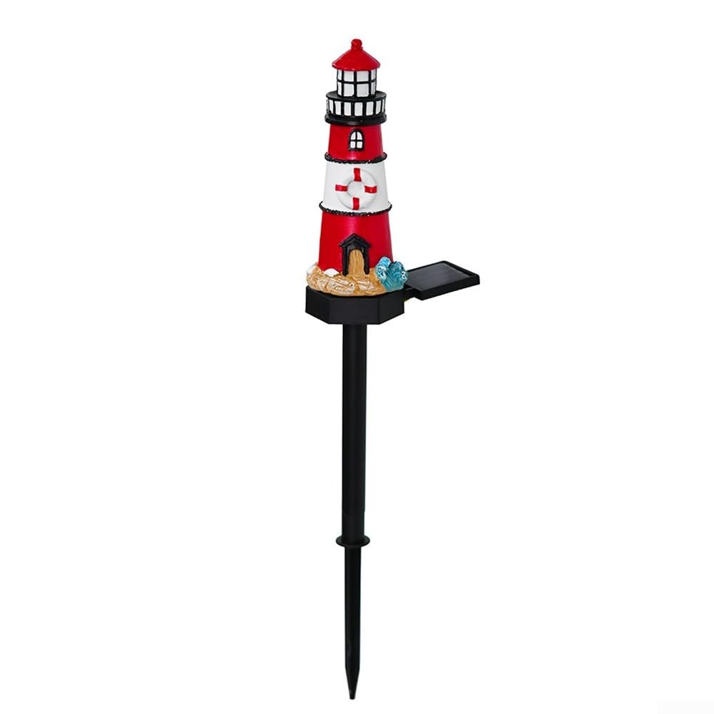 Solar Powered LED Lighthouse Light Outdoor Garden Waterproof Resin Automatic Sensor L8342