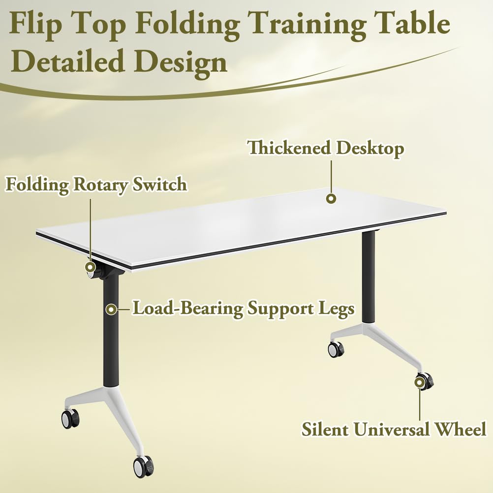 Foldable Mobile Seminar Table with Locking Casters, 8 Pack D245104