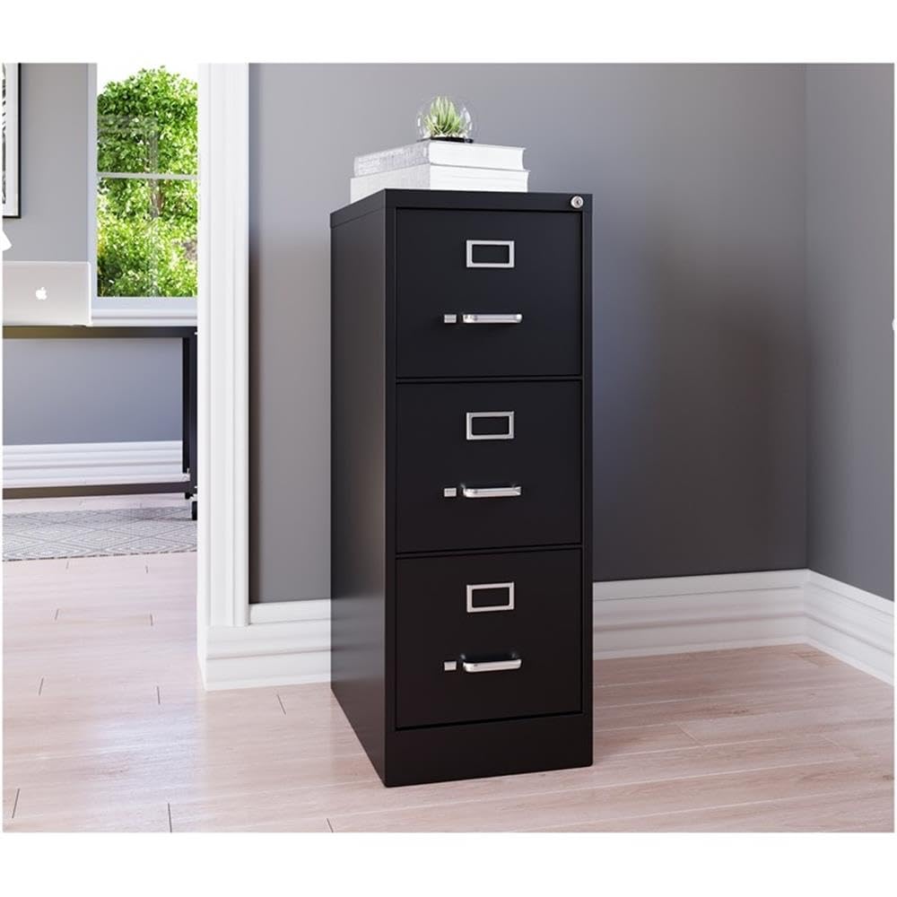 3 Drawer Black Metal Filing Cabinet B473