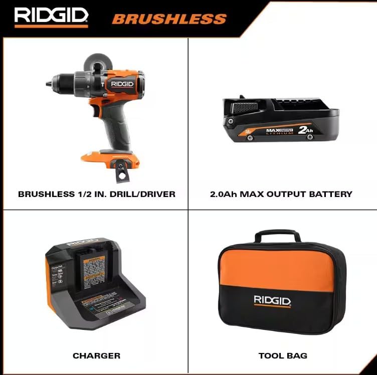 18V Brushless Cordless 1/2 in. Drill/Driver Kit with 2.0 Ah Battery and Charger F926846