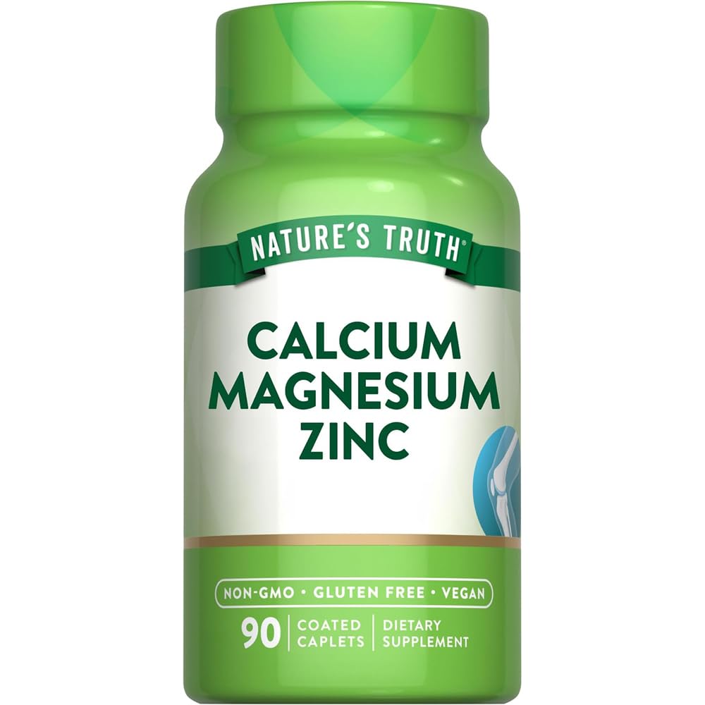 Calcium Magnesium Zinc Plus Vitamin D3 Caplets 90 Ct Pack of 2 K3264
