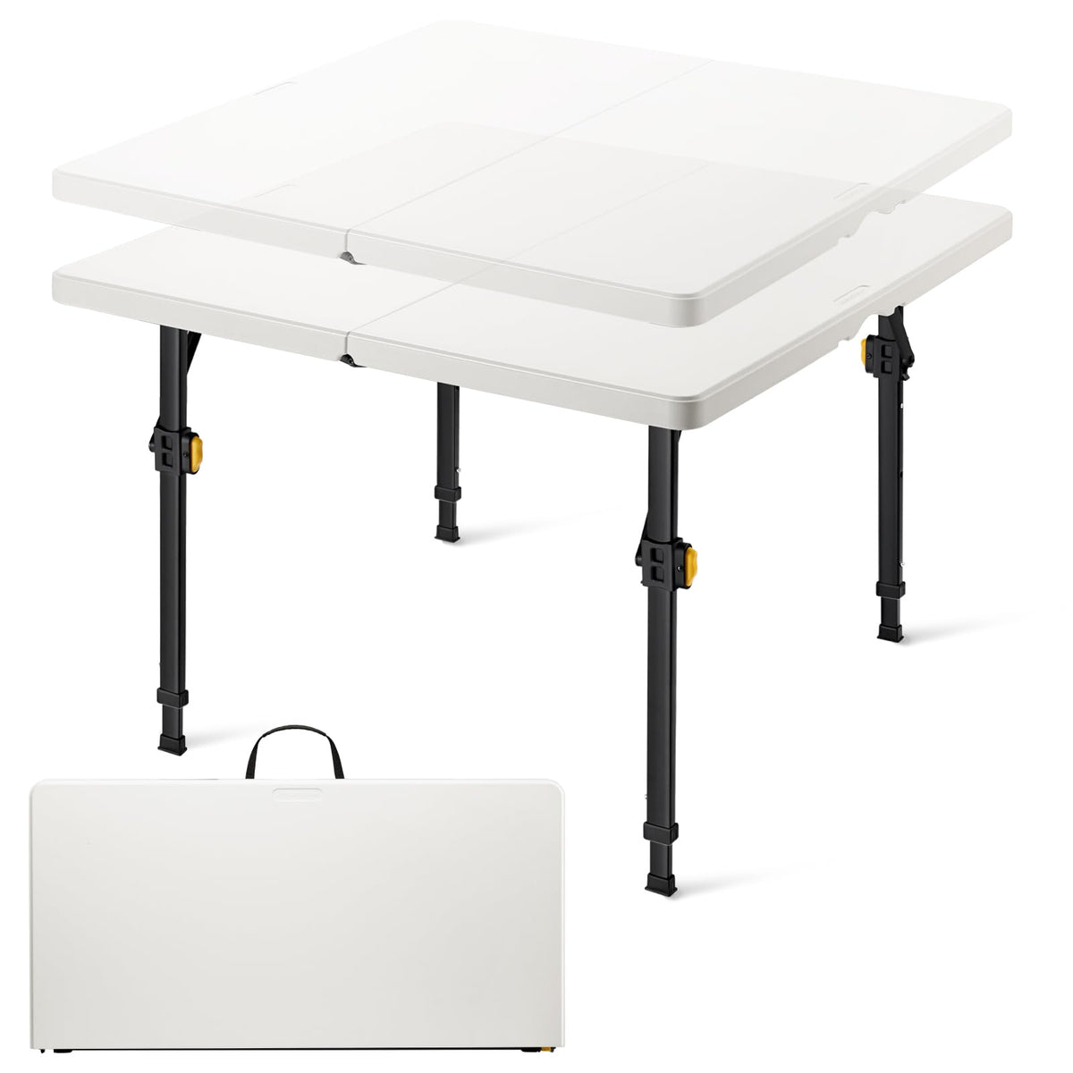 Folding Card Table 2 Heights 34" Square Plastic U88799