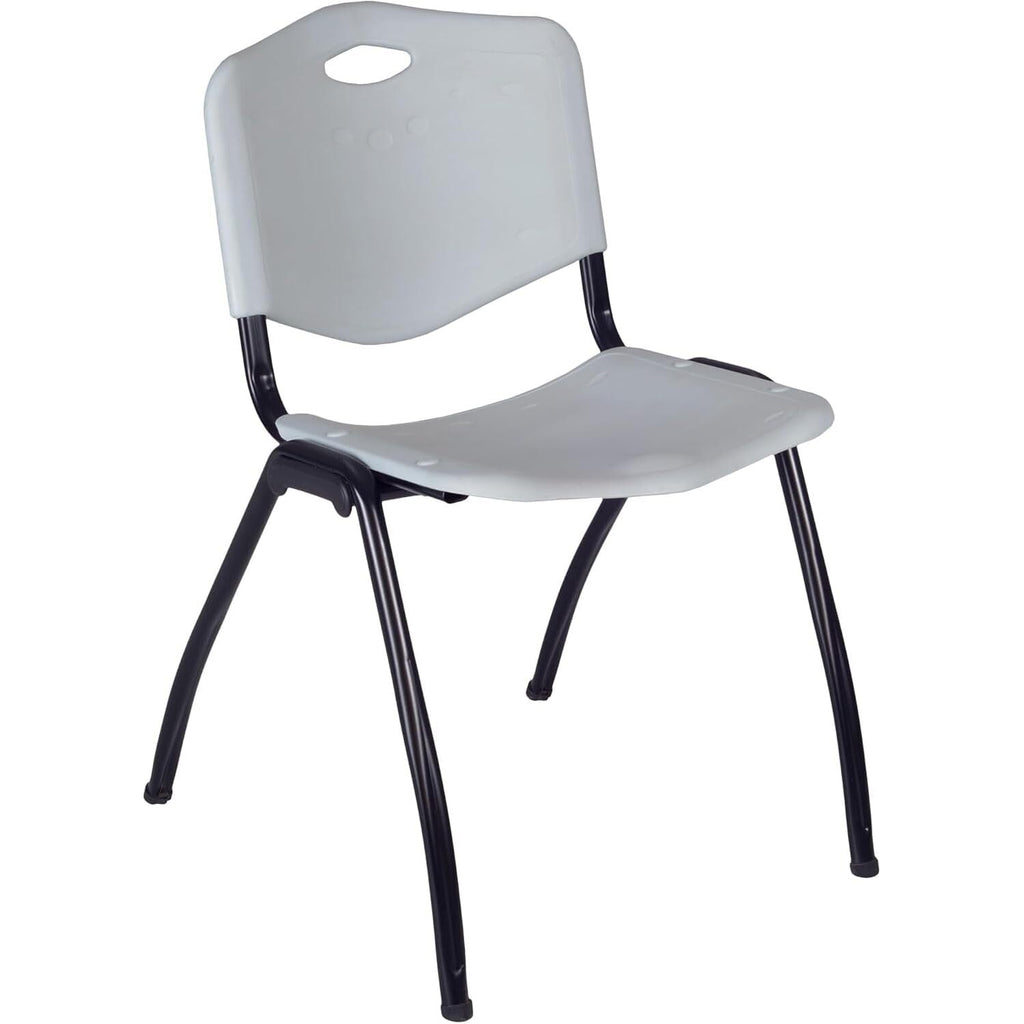 42" Round Breakroom Table with 4 Grey Stack Chairs S156