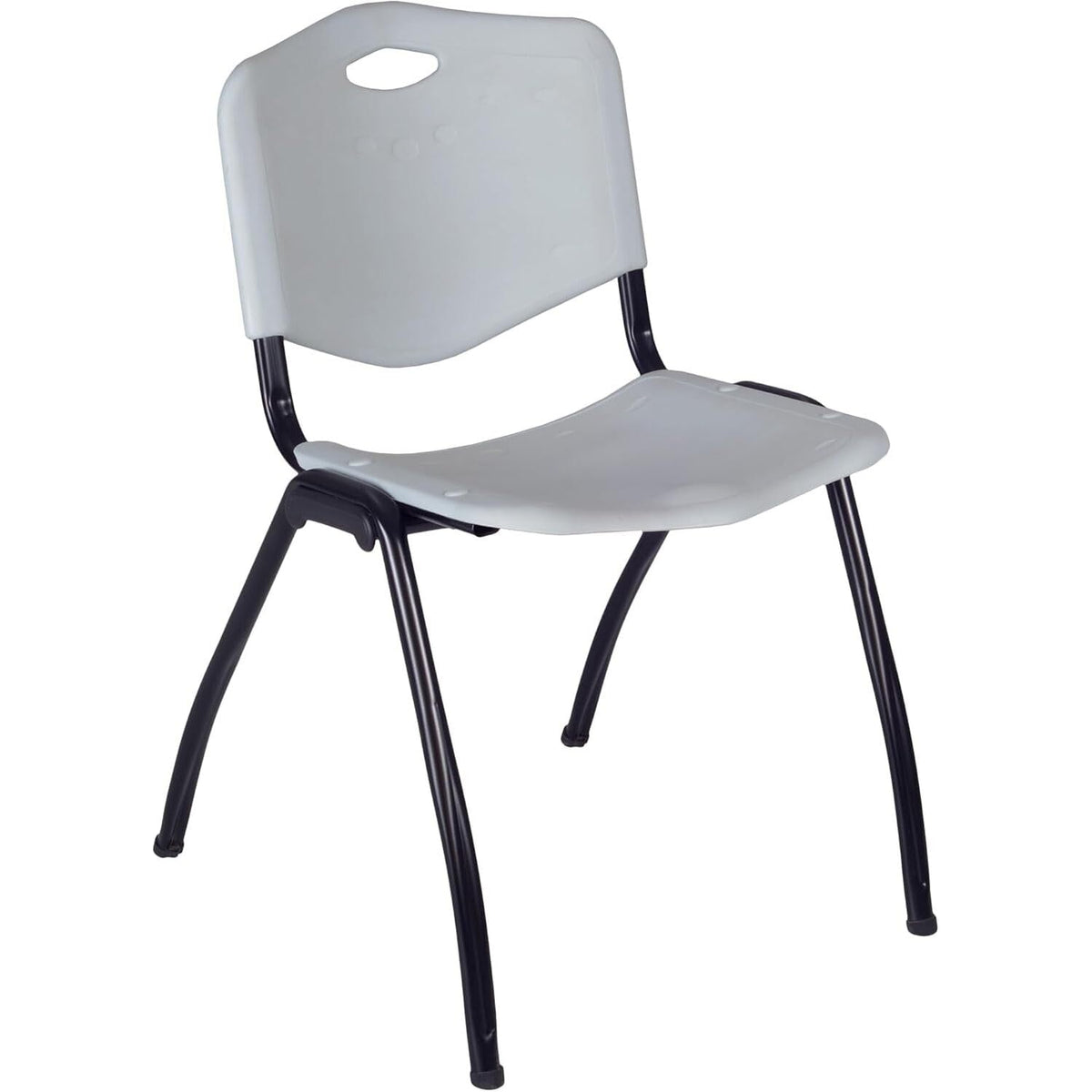 42" Round Breakroom Table with 4 Grey Stack Chairs S156