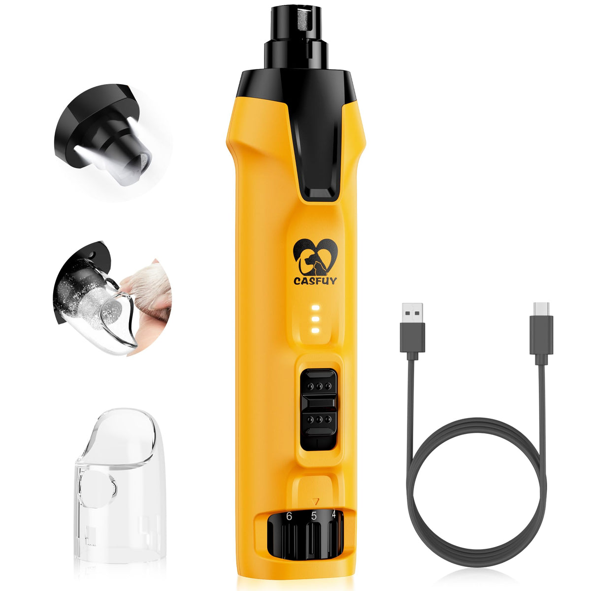 6-Speed Dog Nail Grinder with Dust Cap & 2 LED Lights & 2000mAh Battery X82424