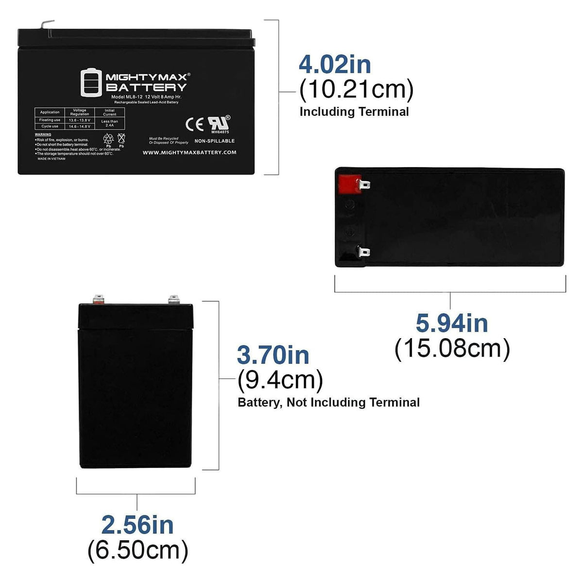 12 Volt 8 AH Rechargeable SLA AGM Battery H635