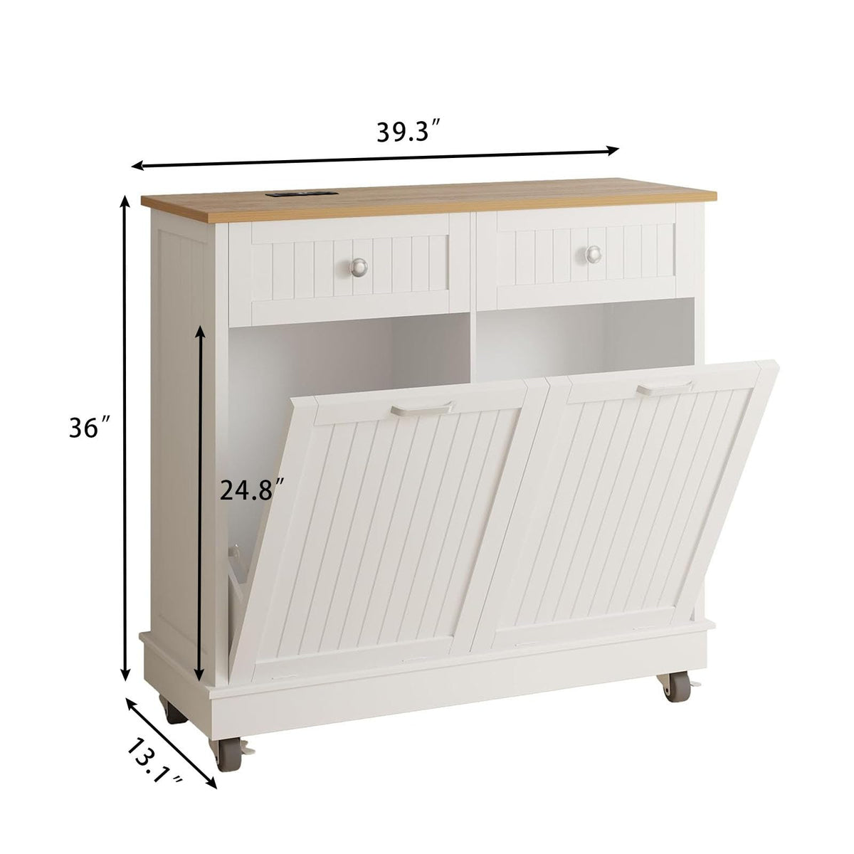 White 20 Gallon Tilt Out Trash Cabinet with Drawer N5125