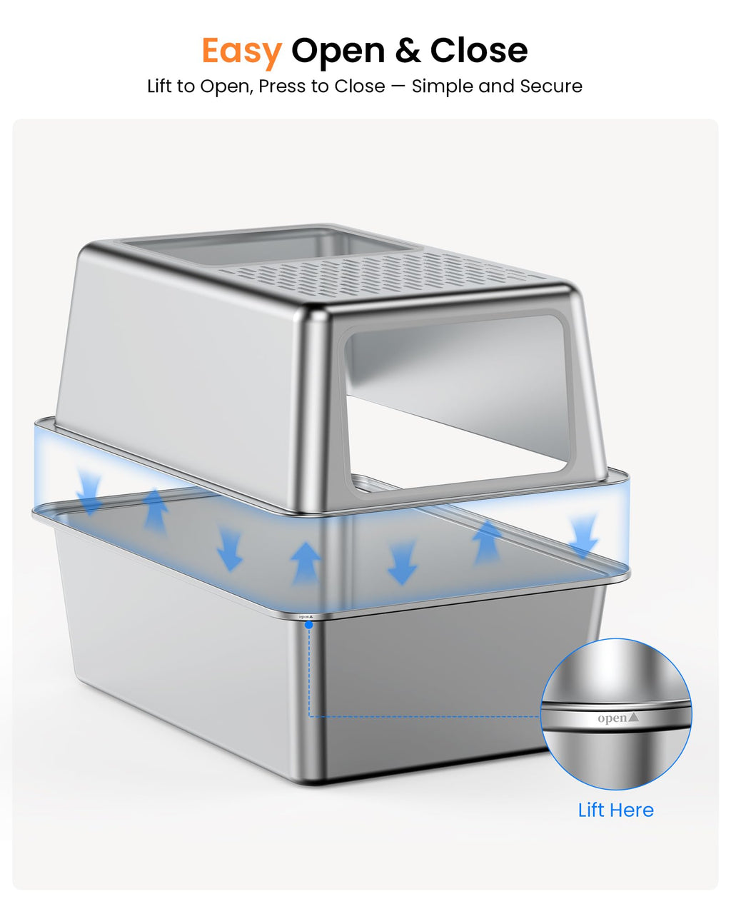 Stainless Steel Enclosed Cat Litter Box with Lid I851718