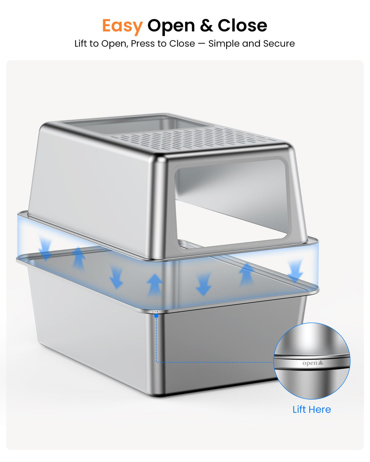 Stainless Steel Enclosed Cat Litter Box with Lid I851718