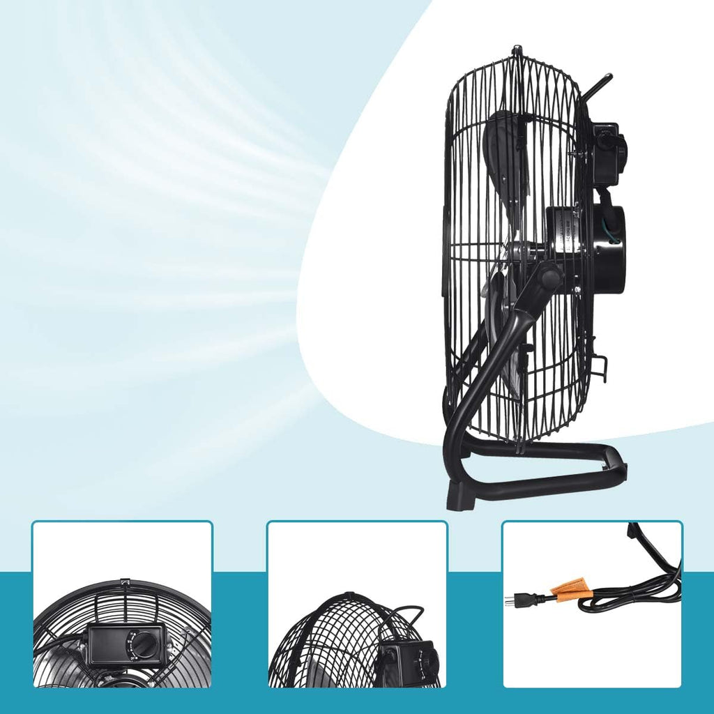 20 in. 3 Speed Metal Floor Fan with Tilting Head T30038