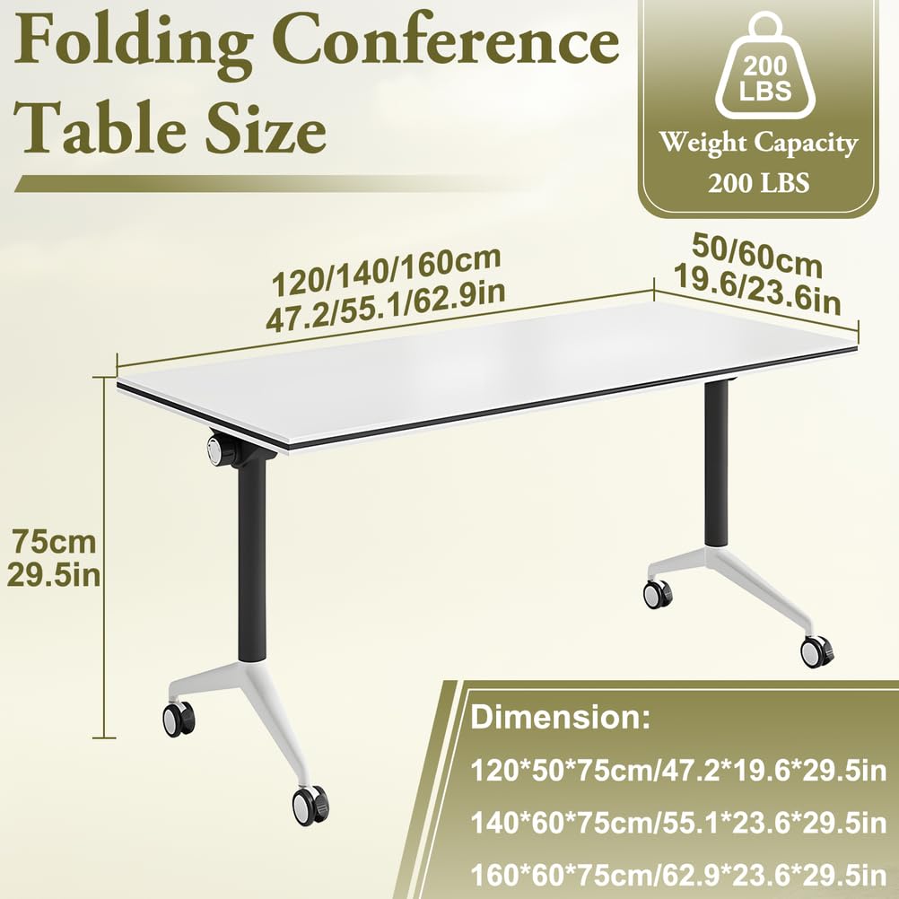 Foldable Mobile Seminar Table with Locking Casters, 8 Pack D245104