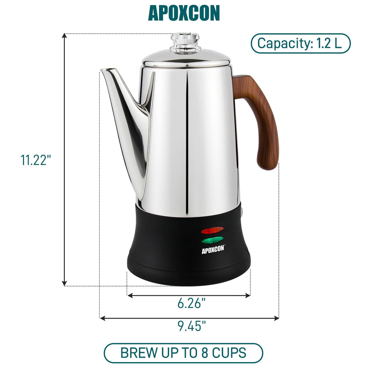 Electric Stainless Steel Coffee Percolator 8 Cup Y4697