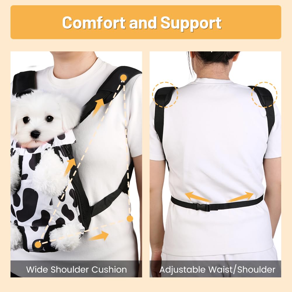 Adjustable Soft Ventilated Pet Carrier Backpack, 2.5-4 lbs, Cow Print N7312