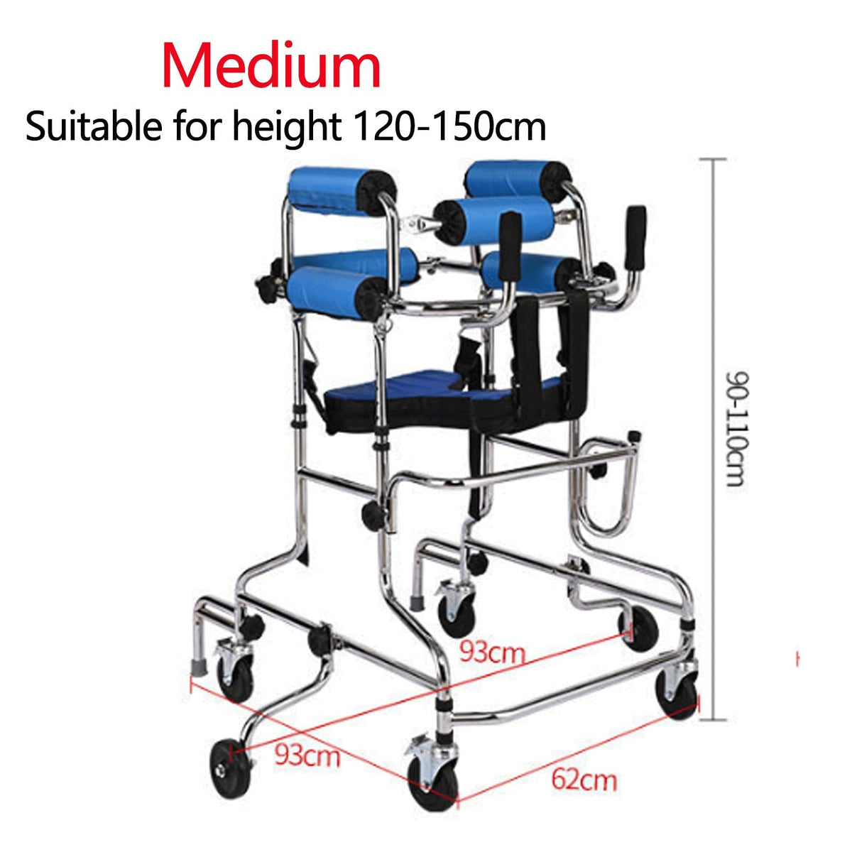 Folding Height-Adjustable Pediatric Walker with Stainless Steel Frame P943978