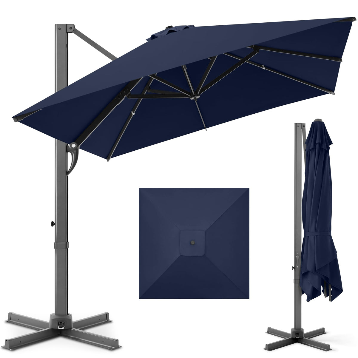10x10ft Cantilever Patio Umbrella with 260 GSM Canopy and Aluminum Frame Q603