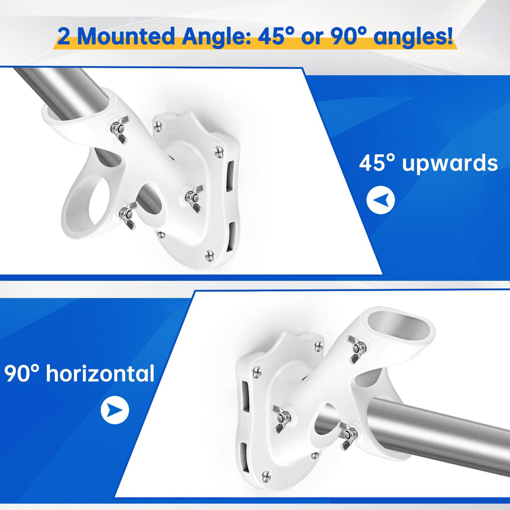 Flag Pole Holder Heavy-Duty Aluminum 1" Inner Diameter 2 Positions White 2 Pack X526