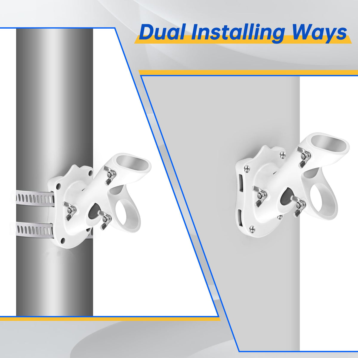 Flag Pole Holder Heavy-Duty Aluminum 1" Inner Diameter 2 Positions White 2 Pack X526
