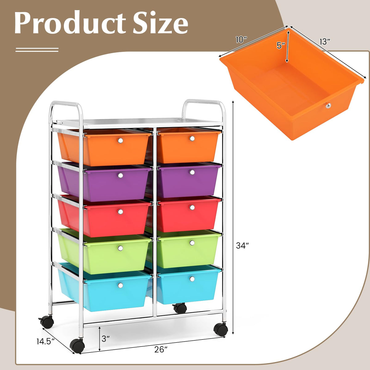 10 Drawer Rolling Storage Cart H535