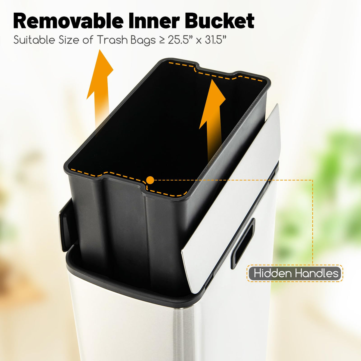 12 Gallon Stainless Steel Kitchen Trash Can I16635