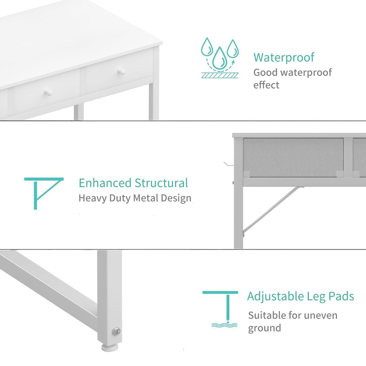 White 40 Inch Computer Desk with Drawers F47011