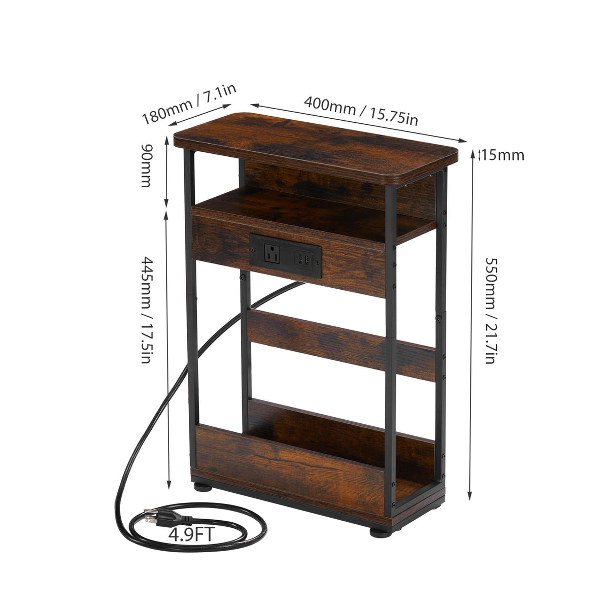 Narrow Side Table with Charging Station R865