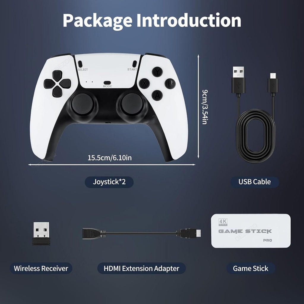 Wireless Retro Game Stick with 20000+ Classic Games, 4K HDMI, Dual 2.4G Controllers, 128GB D2048