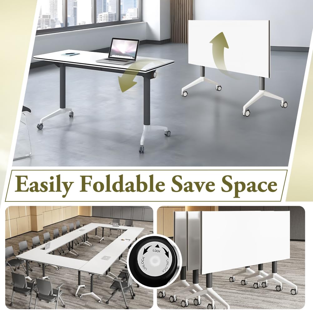 Foldable Mobile Seminar Table with Locking Casters, 8 Pack D245104