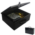 Fireproof Key Lock Steel Security Safe Box, 0.38 Cu Ft, Black J85929