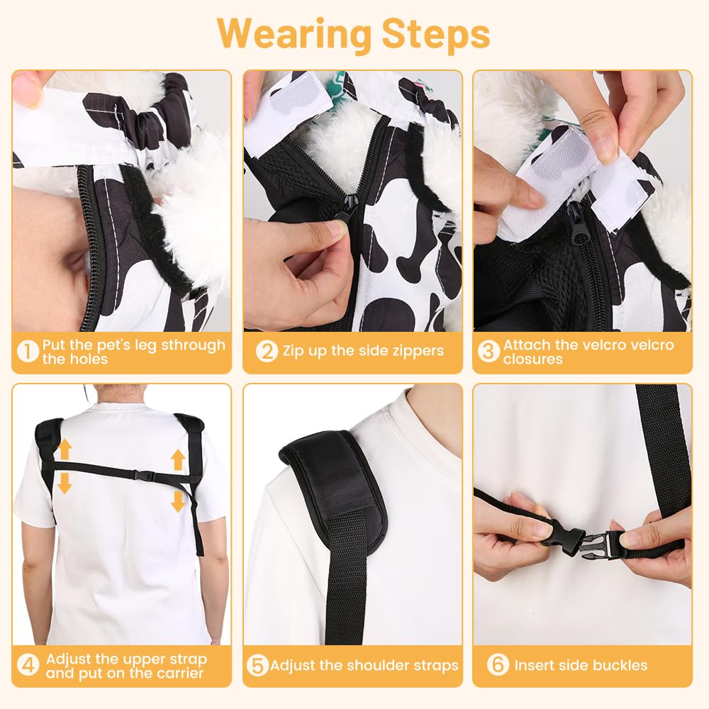Adjustable Soft Ventilated Pet Carrier Backpack, 2.5-4 lbs, Cow Print N7312