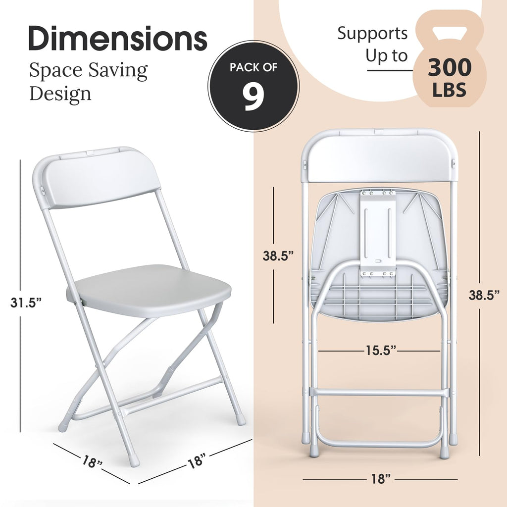 White Foldable Plastic Chair 9 Pack F8069