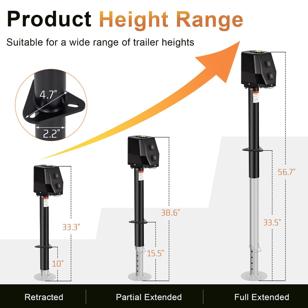 Waterproof Electric Trailer Jack with Built-in Spirit Level I6933