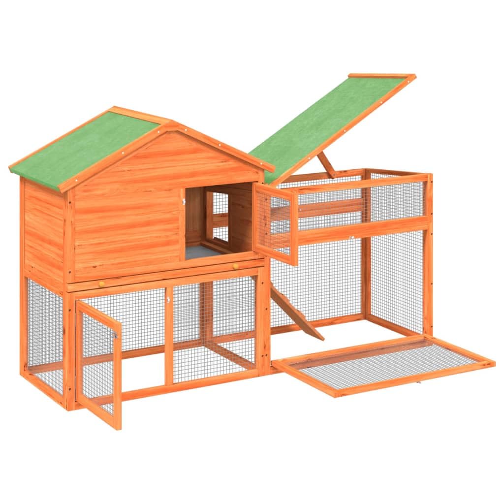 2-Tier Wooden Rabbit Hutch Small Animal Cage K40069