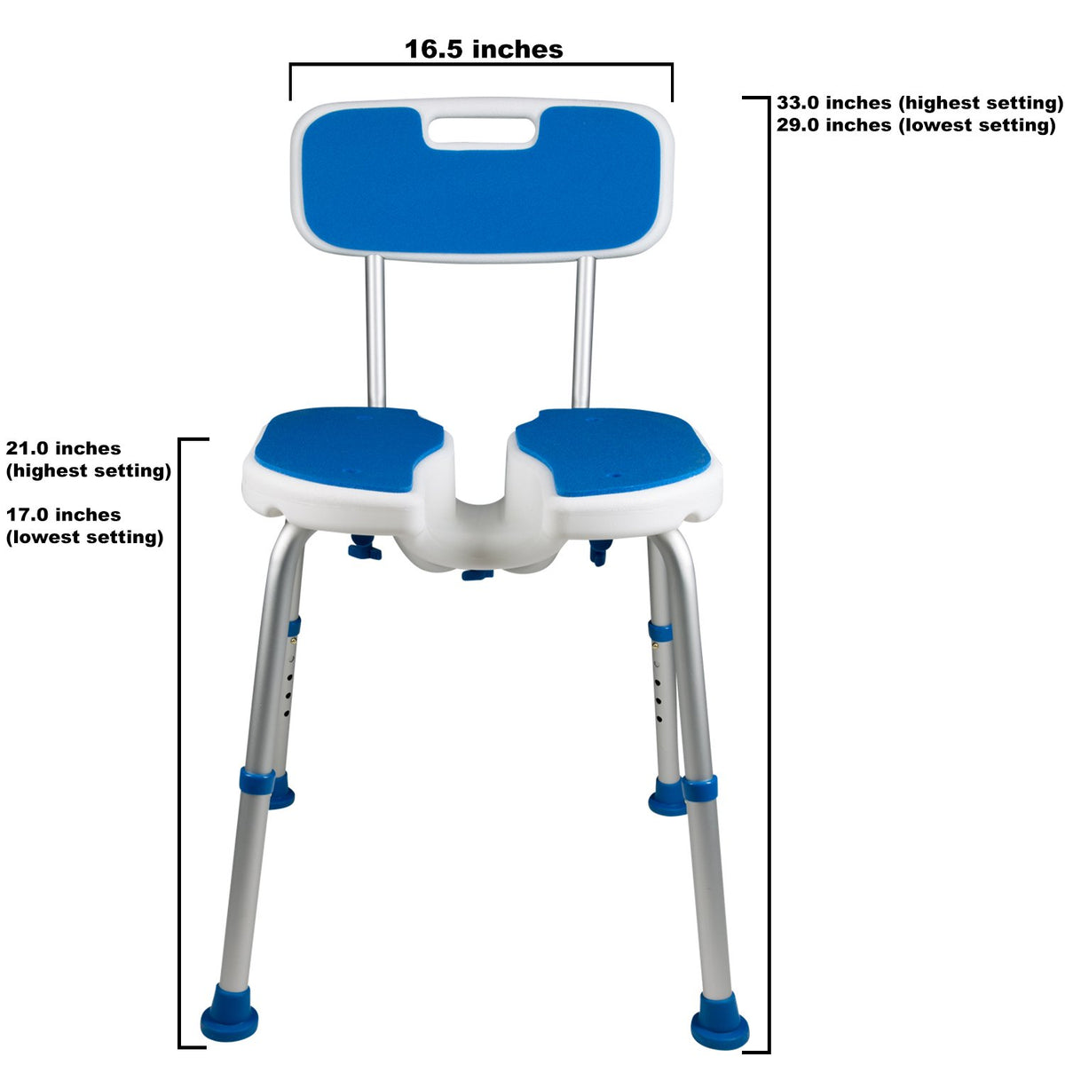 White Blue Foam Padded Shower Safety Seat with Backrest S1506
