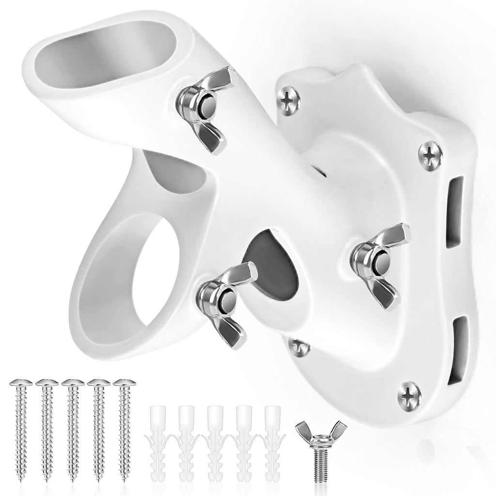 Flag Pole Holder Heavy-Duty Aluminum 1" Inner Diameter 2 Positions White 2 Pack X526