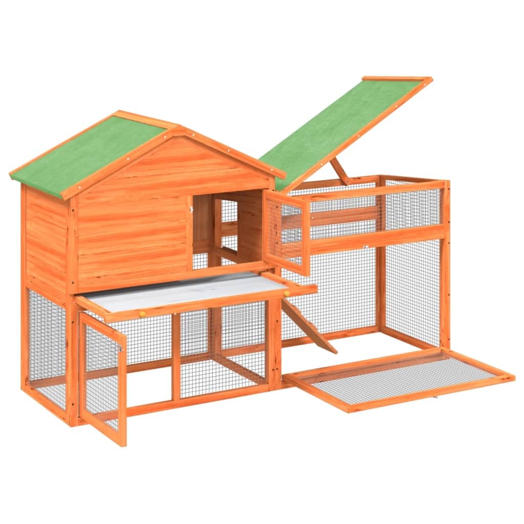 2-Tier Wooden Rabbit Hutch Small Animal Cage K40069