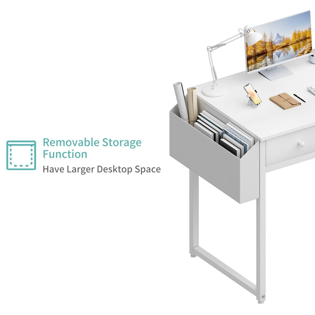White 40 Inch Computer Desk with Drawers F47011