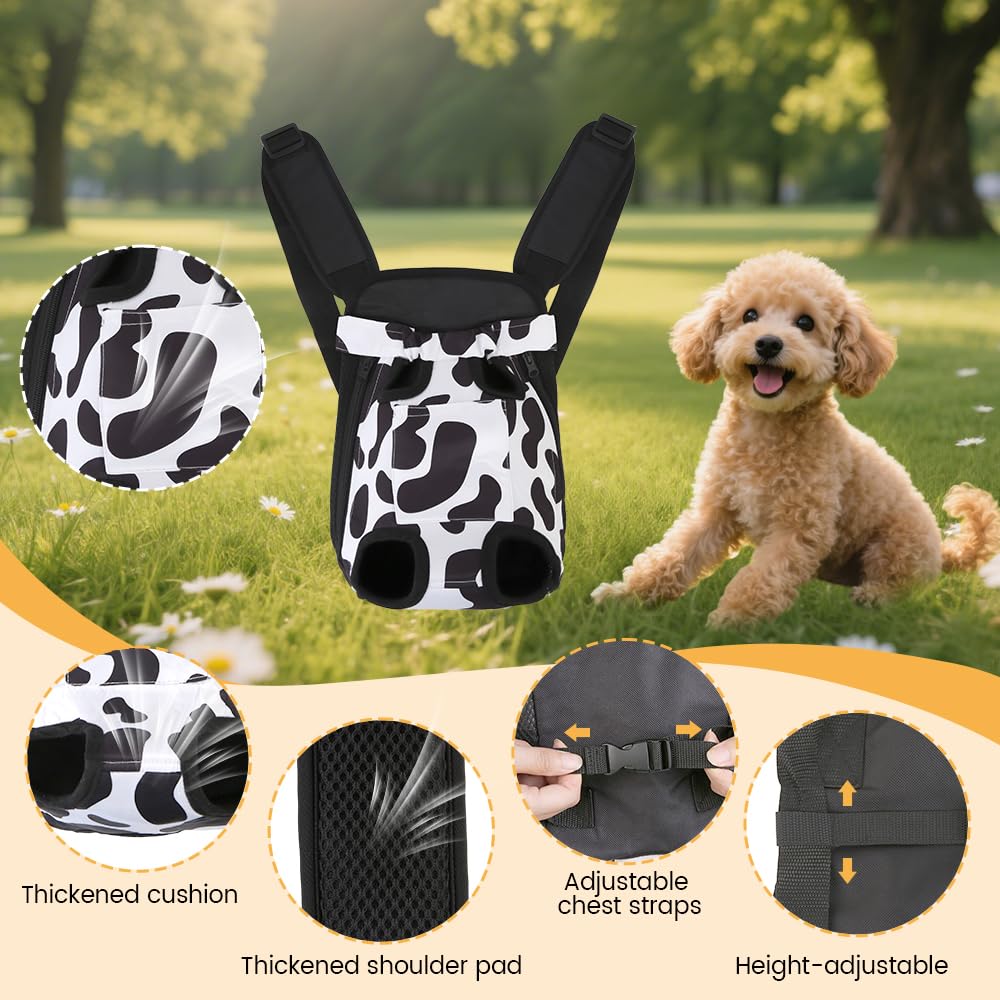 Adjustable Soft Ventilated Pet Carrier Backpack, 2.5-4 lbs, Cow Print N7312