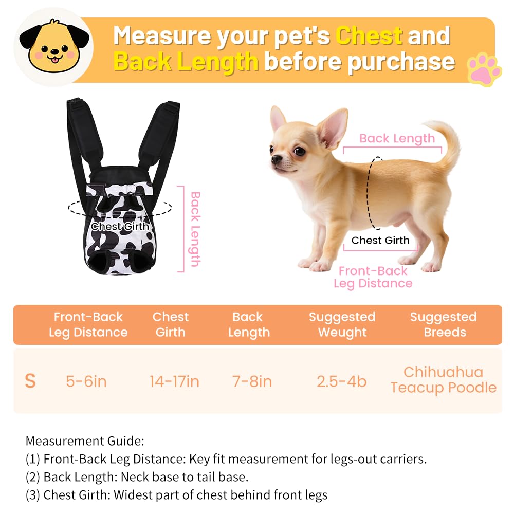 Adjustable Soft Ventilated Pet Carrier Backpack, 2.5-4 lbs, Cow Print N7312