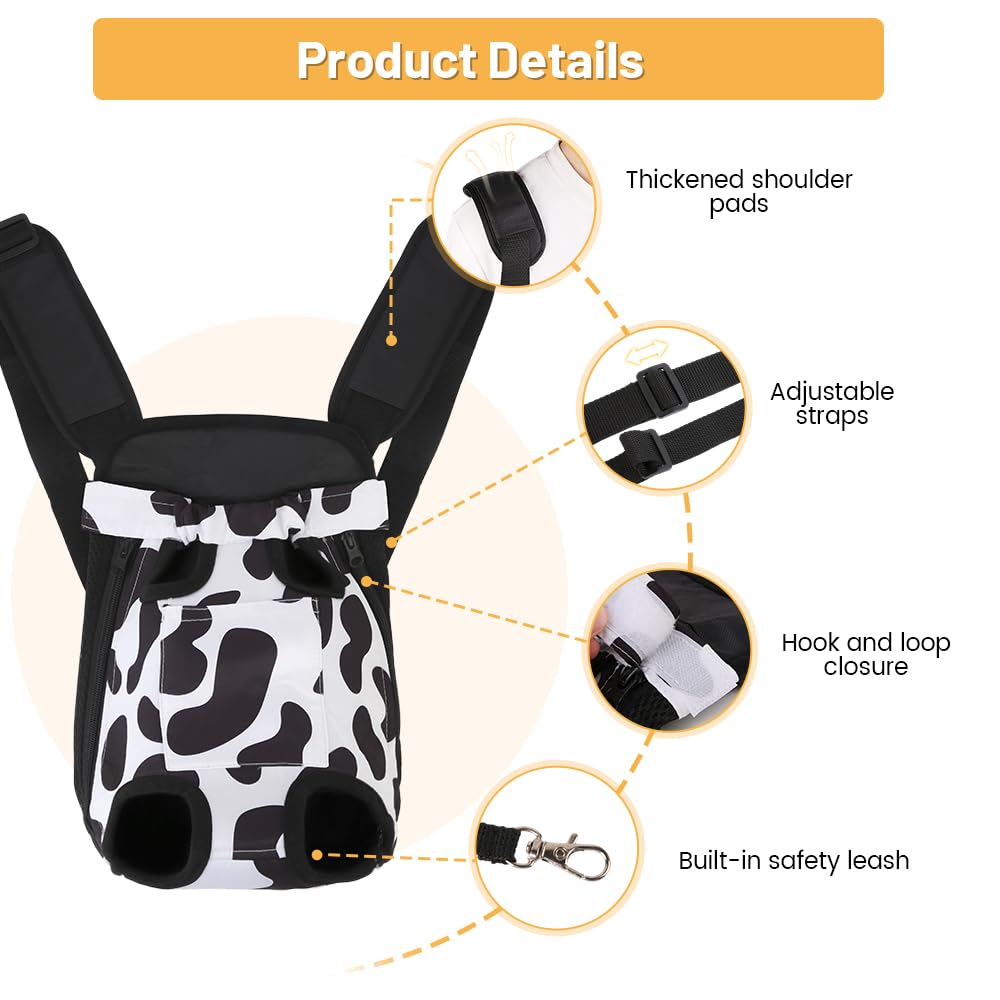 Adjustable Soft Ventilated Pet Carrier Backpack, 2.5-4 lbs, Cow Print N7312