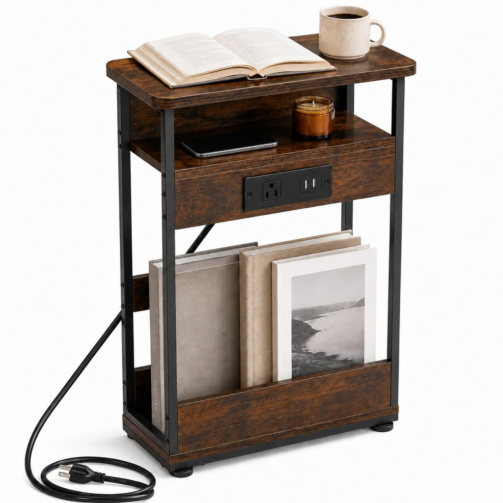 Narrow Side Table with Charging Station R865