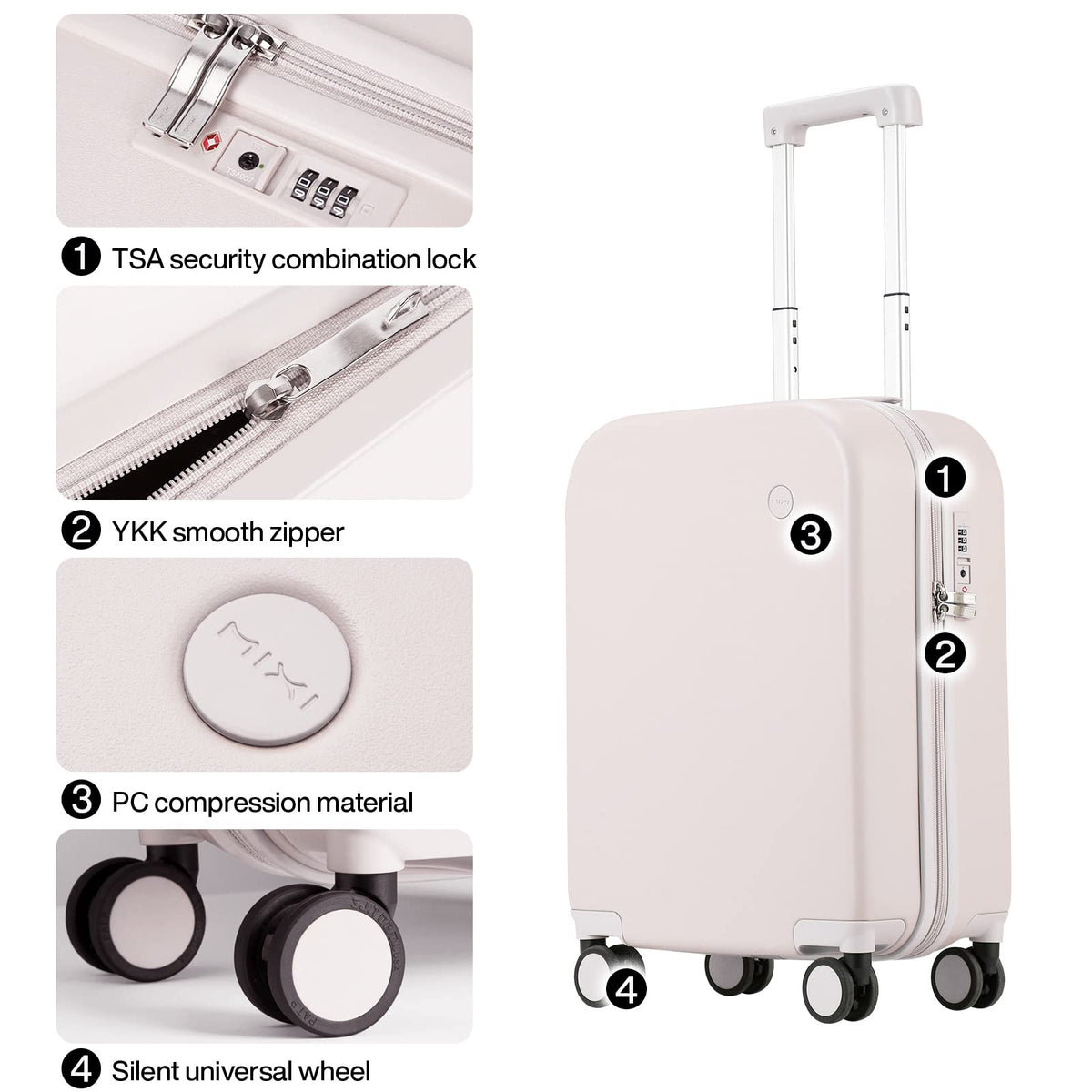 20'' Lightweight Hardshell Spinner Luggage with TSA Lock R697