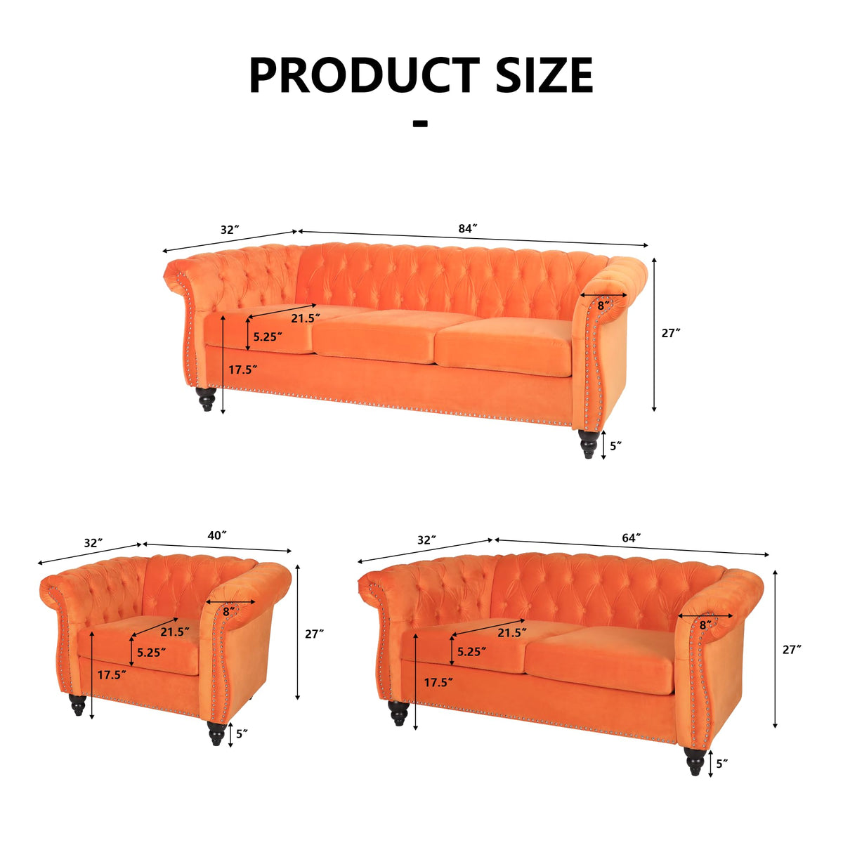 Orange Velvet Tufted Accent Chair P236096