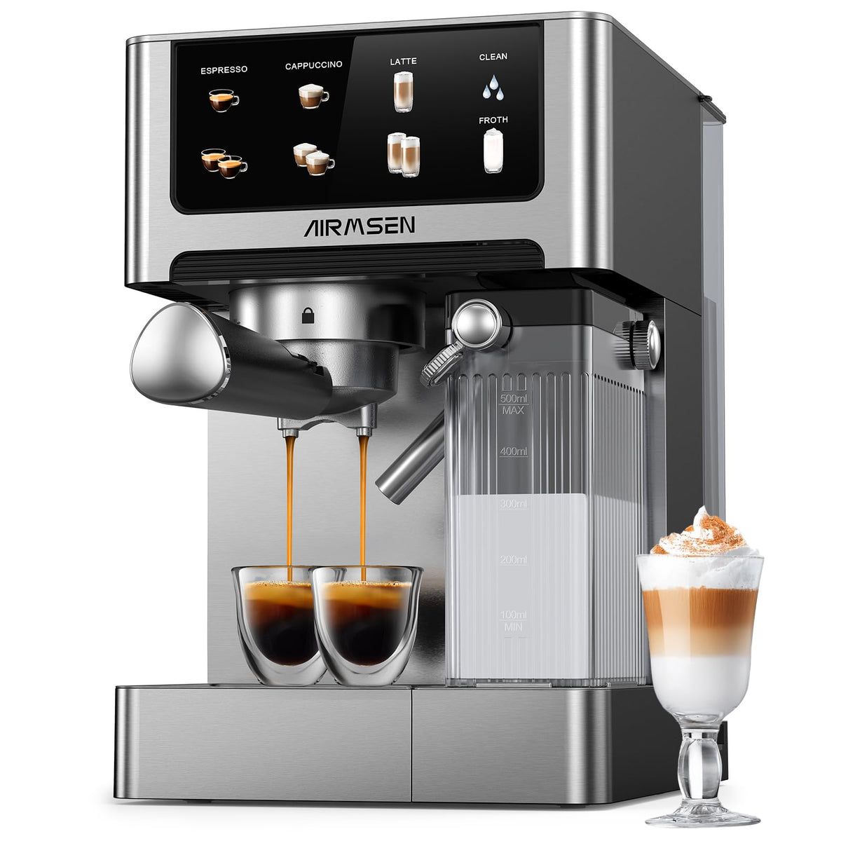 20 Bar Espresso Machine with Milk Frother, Stainless Steel, 60oz Water Tank H96416