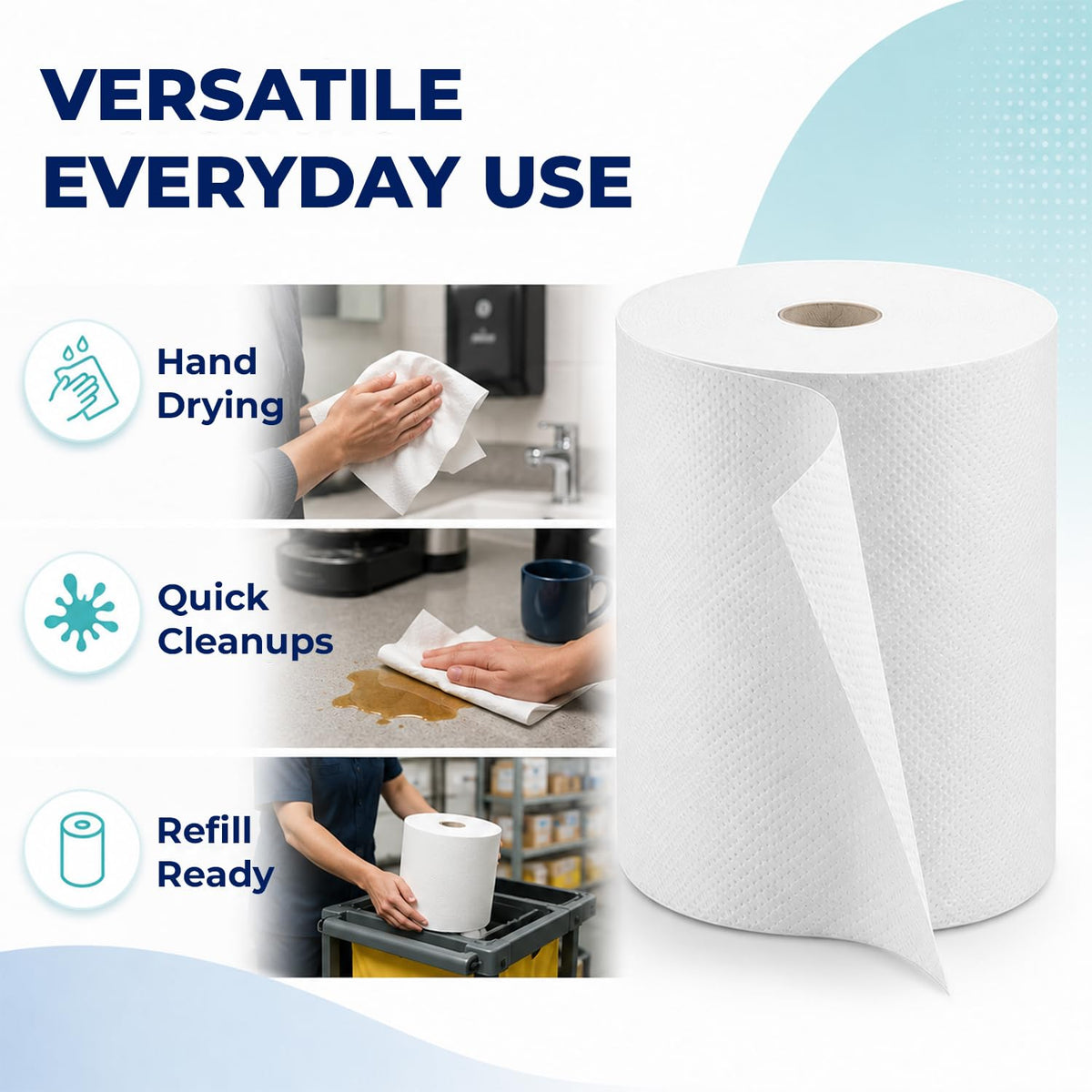 White Hardwound Paper Hand Roll Towel 6 Rolls Y9254