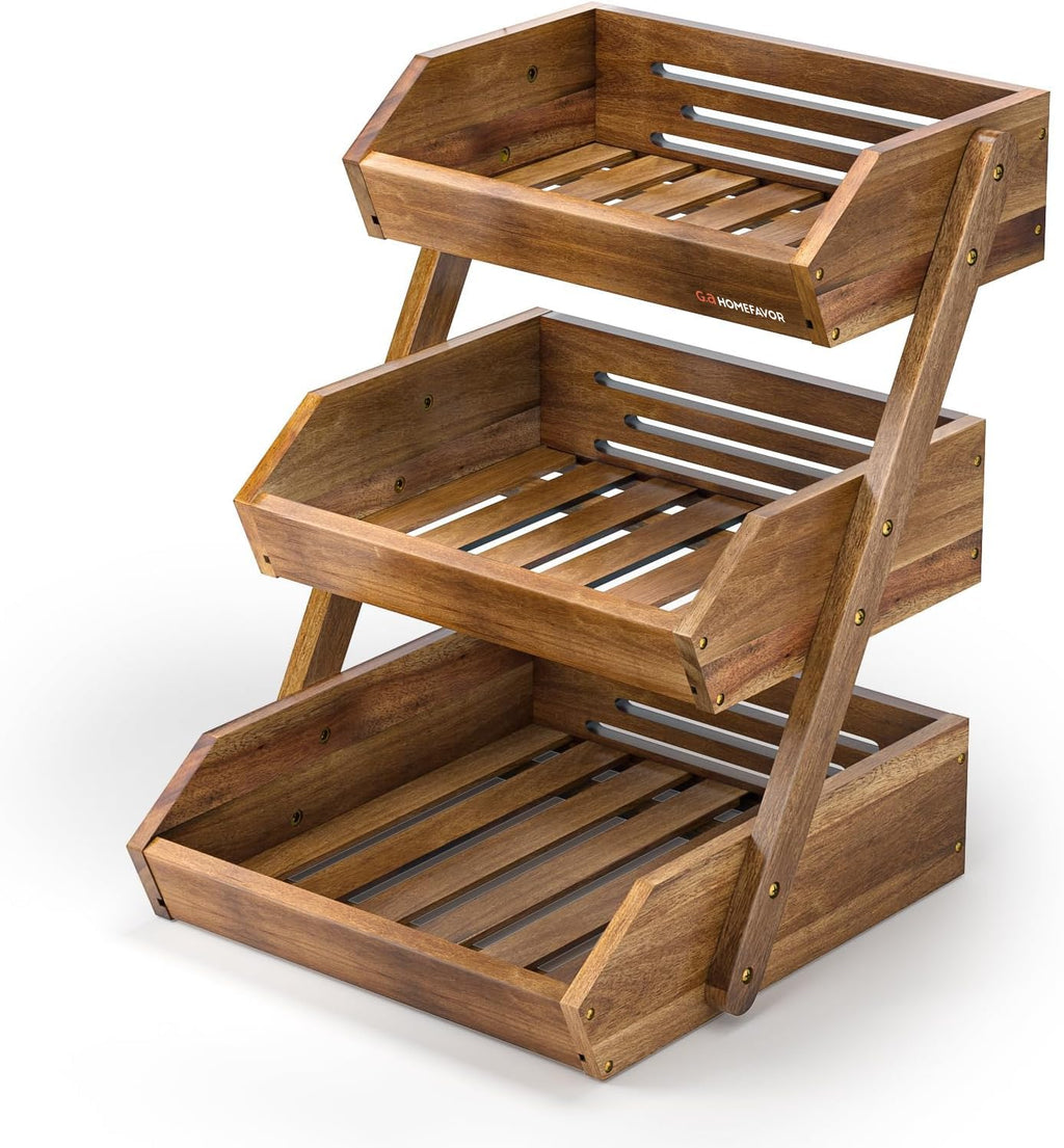 3-Tier Acacia Wood Fruit Basket N169