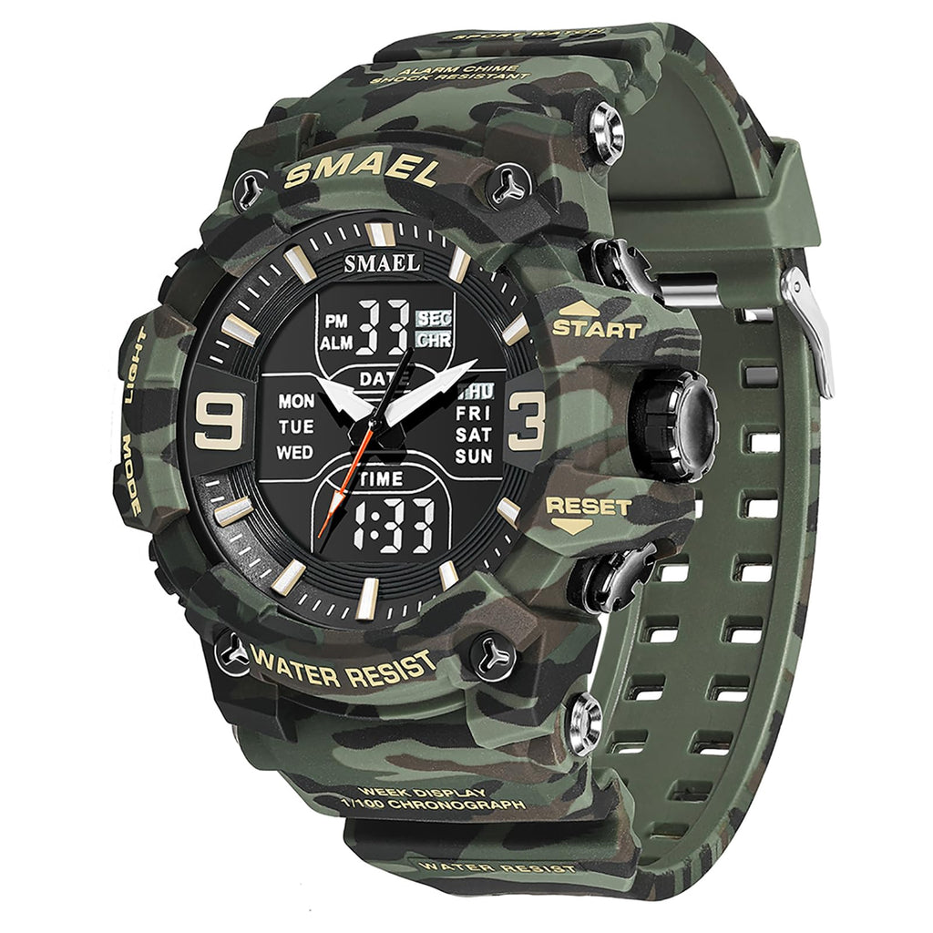 Men Tactical Analog Digital Sport Watch 50M LED C24680
