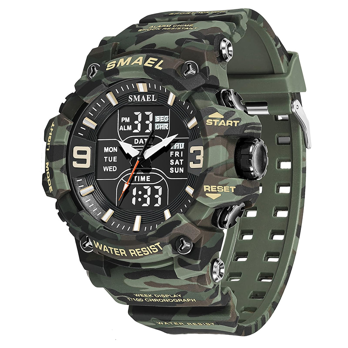 Men Tactical Analog Digital Sport Watch 50M LED C24680