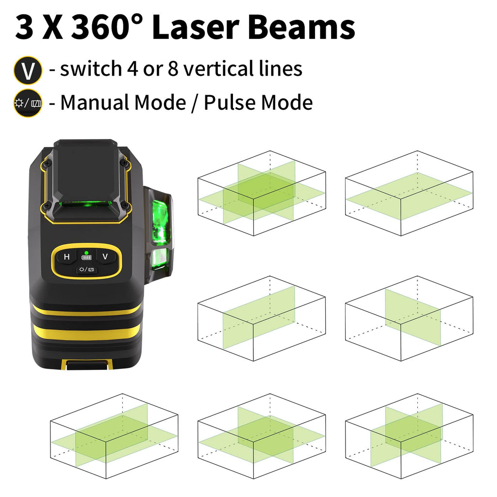 Laser Level with 12 Green Lines E813