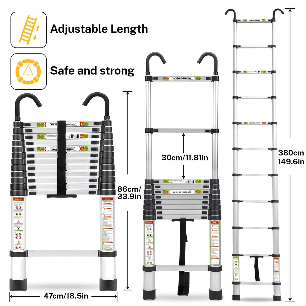 12.5 FT Aluminum Telescoping Ladder T70658