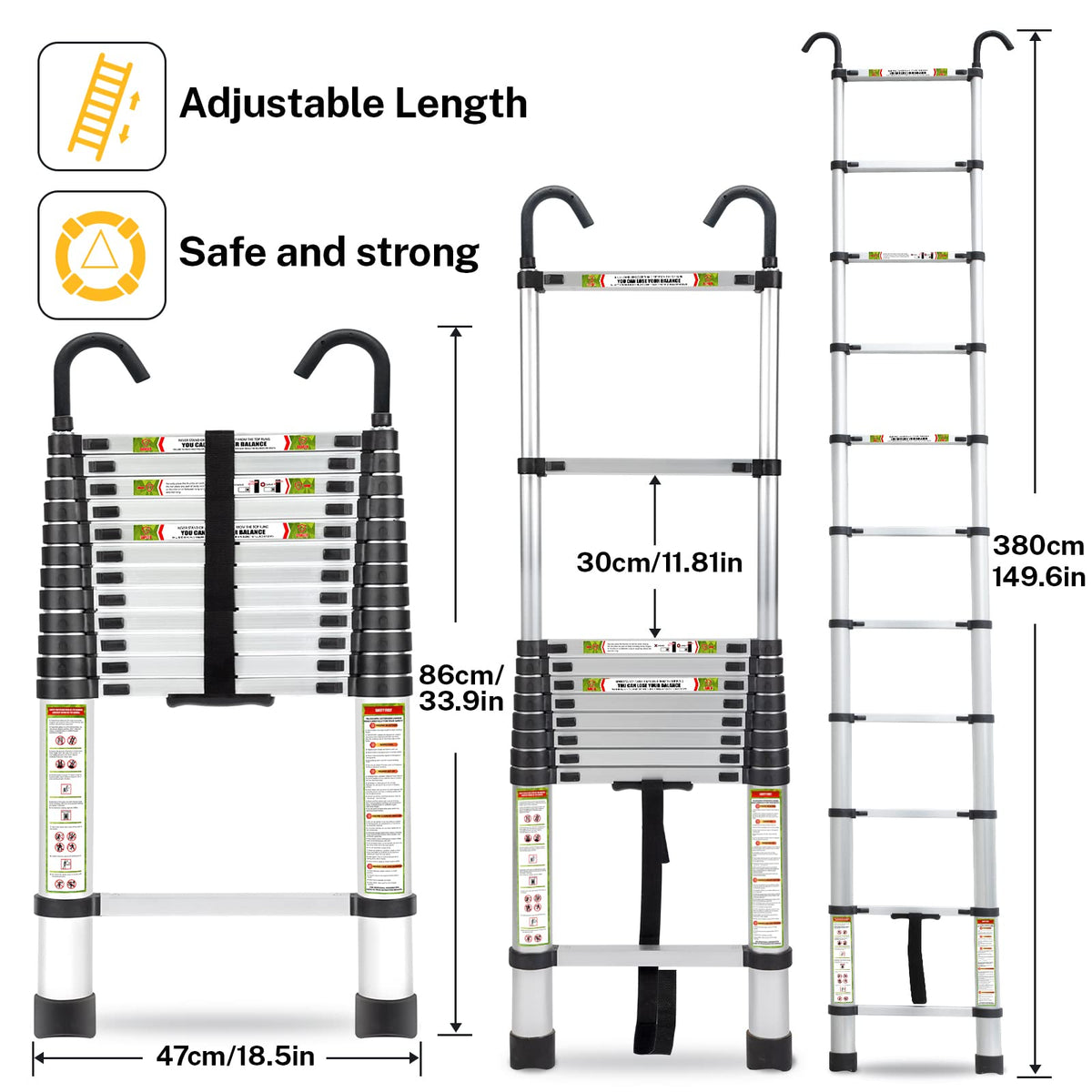 12.5 FT Aluminum Telescoping Ladder T70658
